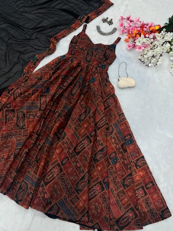 Stunning Anarkali Gown - Pure Jimmy Organza Silk Beauty - Image 4