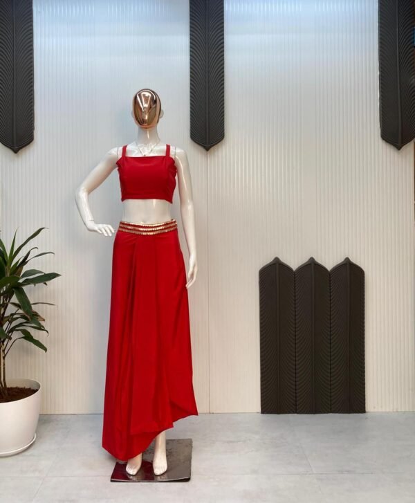Stylish Red Three-Piece Western Outfit