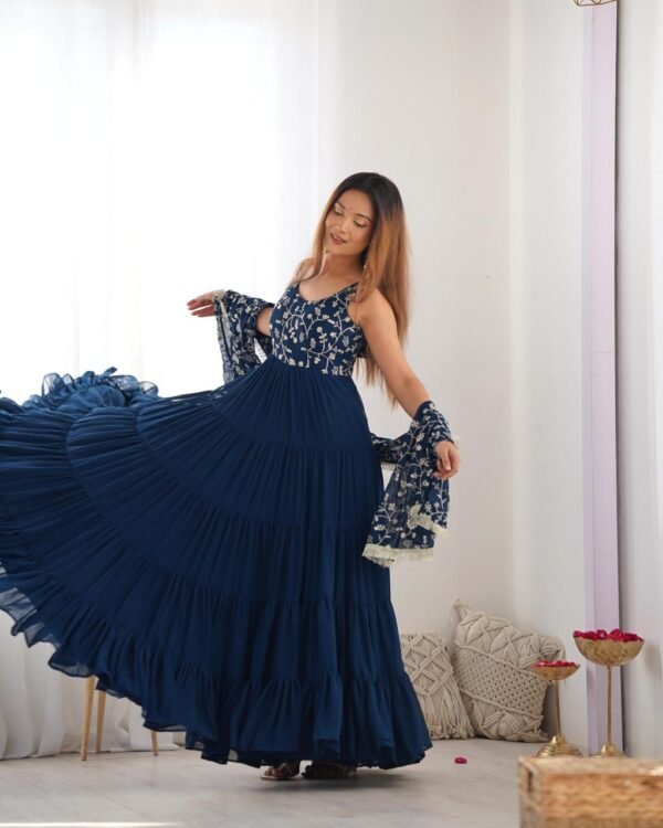 Sleeveless Royal Blue Anarkali Dress for Women | Party Wear & Ethnic Gown - Image 8