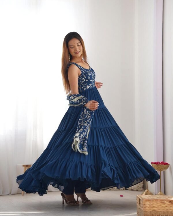 Sleeveless Royal Blue Anarkali Dress for Women | Party Wear & Ethnic Gown - Image 9