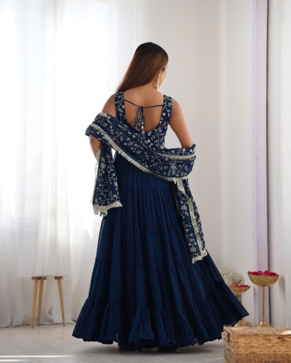 Sleeveless Royal Blue Anarkali Dress for Women | Party Wear & Ethnic Gown - Image 4