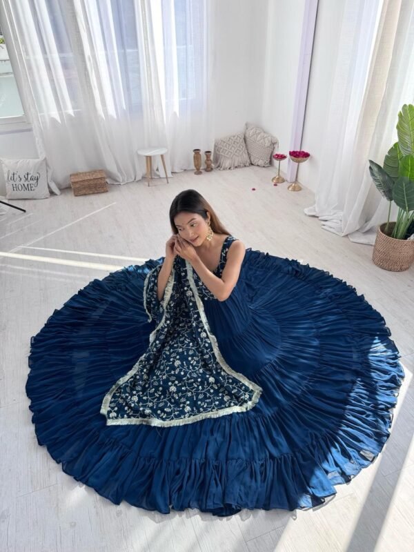 Sleeveless Royal Blue Anarkali Dress for Women | Party Wear & Ethnic Gown - Image 3