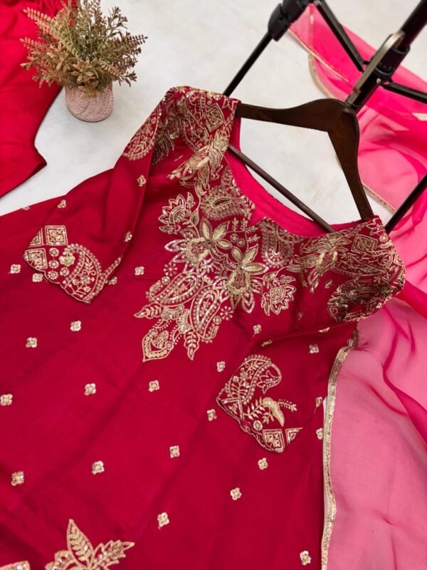 Designer Wear Trending Bloom Vichitra Fabric Top & Pant with Dupatta – Elegant Sequin Embroidered Work - Image 2