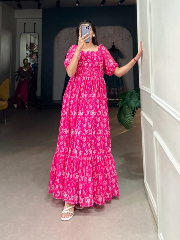 Elegant and Stylish Georgette floral Gown: Redefining Grace and Glamour - Image 3